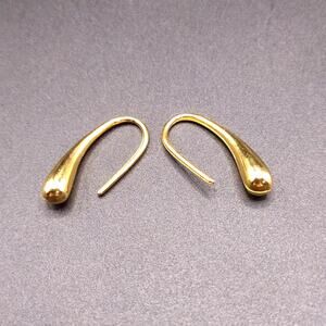 18k Gold Plated Teardrop Earrings Dangle Minimalist Women's Vtg. Birthday Gift